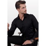 Etikmen Siyah Saten Slimfit Erkek Gömlek - 2XL