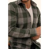 Etikmen Yeşil Gri Dama Desenli Slimfit Oduncu Erkek Gömlek - 2XL