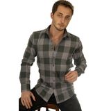Etikmen Yeşil Gri Dama Oduncu Slimfit Hediye Kutulu Erkek Gömlek L
