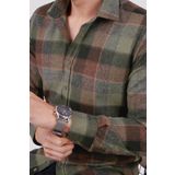 Etikmen Yeşil Kahve Dama Desenli Slimfit Oduncu Erkek Gömlek