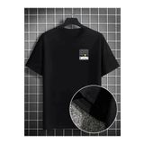 ETİLER COLLECTION Erkek Dağ Grafikli Tişört, Yaz Için Büyük Beden Rahat T-shirt - Siyah