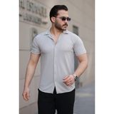 Etiler Collection Erkek Kısa Kollu Örme Kumaş Pamuklu Gömlek - XL - Antrasit