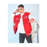 ETİLER COLLECTION Erkek Kolları Yıldız Sırt Baskılı Oversize Kolej Ceket - Kırmızı