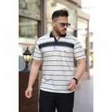 Etiler Collection Erkek Yakalı Çizgili Kısa Kollu T-Shirt - Beyaz - Siyah - M