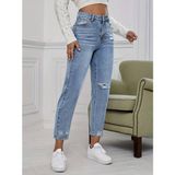 Etiler Collection Kadın Açık Mavi Yırtık Mom Fit Kot Pantolon