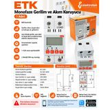 ETK 1x63A WİFİ li Monofaze 30mA Kaçak Akım Voltaj ve Aşırı Akım Koruma Rolesi Şebeke Giriş Voltaj De