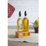 Etka Dizayn Hena -2 Li Yağdanlık Seti 500 ml , Ahşap Stantlı Yağlık Sirkelik - Etiketli