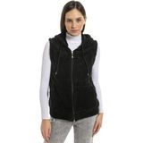 Etkimod Kadın Siyah Kapşonlu Kolsuz Peluş Yelek - 3XL