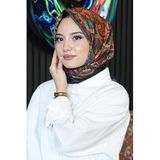 Etnik Desen Bordo Soft Pamuk Eşarp Siyah