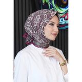 Etnik Desen Bordo Soft Pamuk Eşarp
