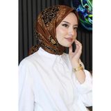 Etnik Desen Kahverengi Soft Pamuk Eşarp