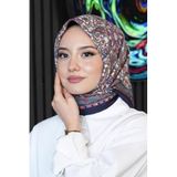 Etnik Desen Lacivert Soft Pamuk Eşarp