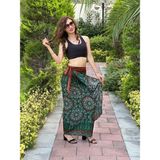 Etnik Desenli Bağlama Kadın Etek - Yeşil - Standart