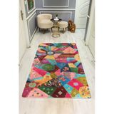Etnik Desenli Dijital Baskı Kaymaz Taban Halı H0889 Renkli 140 X 200
