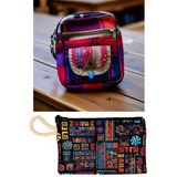 Etnik Desenli El Yapımı Çanta Kilim Dokuma Çanta Desenli Retro Omuz Çantası + Etnik Cüzdan Kalemlik