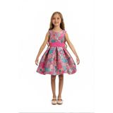 Etnik Desenli Jakarlı Kız Çocuk Elbise - Pembe - 4 Yaş