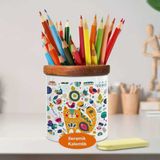 Etnik Desenli Kedicik Ahşap Seramik Kalemlik - 5a33f68754c694 - Renkli