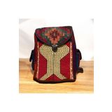 Etnik kilim desenli büyük boy unisex sırt çantası Kırmızı