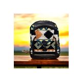 Etnik kilim desenli büyük boy unisex sırt çantası Lacivert