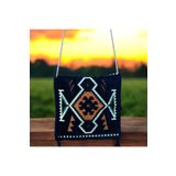 Etnik kilim desenli unisex heybe çanta Lacivert