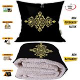 Etnik Motif Desenli Dekoratif Tv Battaniyeli Opsiyonel Yastık Kırlent 2 In 1 Battaniye - 115 x 170 cm - Renkli