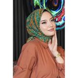 Etnik Yıldız Desen Zümrüt Soft Pamuk Eşarp