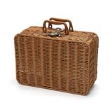 Etnorsu Hasır Piknik Sepeti, Dekoratif Dekor Bavul Vintage Saklama Sepeti Makyaj Düzenleyici, Metal Kilit Plastik Rattan Saklama Kutusu, Çeşitli Eşyalar Seyahat Kamp ve Açık Hava Partisi için Kulplu