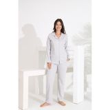 Etoile %100 Pamuk Uzun Kol Önden Düğmeli Kalpli Kadın Pijama Takımı 98300-301 - Gri