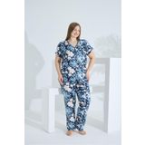 Etoile Bambu Kısa Kol Düğmeli Büyük Beden Kadın Pijama Takımı 74059