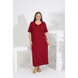 Etoile Kadın Bambu Kısa Kol Gecelik - Kırmızı - 4XL