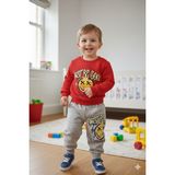 Etoile Studio Erkek Bebek 2'li Takım Baskılı Sweatshirt Eşofman Altı - Kırmızı - Gri - 24 Ay