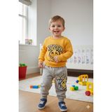 Etoile Studio Erkek Bebek 2'li Takım Baskılı Sweatshirt Eşofman Altı - Sarı - Gri - 18 Ay