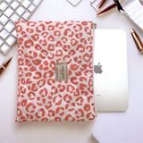 Etoiles Legend Leopar Desenli Laptop Tablet Çantası Kapitone Malzeme 11 Inç 12 Inç Uyumlu Su Geçirmez - Pembe