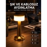 Etorva Store Altın Rengi Masa ve Gece Lambası Dokunmatik Şarjlı Masa Lambası - Çok Renkli