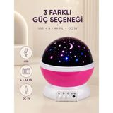 Etorva Store Pembe Yıldızlı Gece Lambası Döner Gökyüzü Projeksiyon Işığı - Çok Renkli
