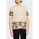 Etro Çiçek Desenli % 100 Pamuk Regular Fit Bisiklet Yaka T Shirt Erkek T Shirt MRMA0002 AK596 X0820 - Bej
