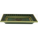 Etro Herald Desenli Seramik, Italyan Tasarımı Dekoratif Yeşil Tepsi - 29.5 x 20 cm