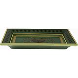 Etro Herald Desenli Seramik, Italyan Tasarımı Dekoratif Yeşil Tepsi - 29.5 x 20 cm