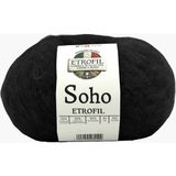 Etrofil Soho Örgü İpi Siyah %55 Super Kid Mohair %23 Organik Merino Yün %22 Polyester 25g 225m (19177)