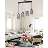 Etsylight Dora Black Sıralı Lüx 4 Salon Avize, Yemek Odası Avize - Füme