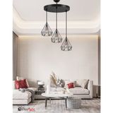 Etsylight Piramit Br Lüx 3, Mutfak Avize, Yemek Odası, Salon Avize - Mat Siyah