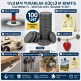 Ett 100 Adet Mıknatıs (17X3 Mm) Yuvarlak Disk - Eğitim, Hobi Ve Pratik Kullanım