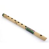 Ett 30 Cm El Yapımı Bambu Batikli Flüt | Etnik Müzik Aleti & Dekoratif Obje