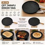 Ett 35 Cm Döküm Gözleme Bazlama Tavası - Çift Taraflı Yapışmaz Izgara