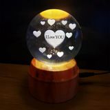 Ett | 360° Dönen I Love You Cam Küre Gece Lambası - Standlı Özel Hediyelik