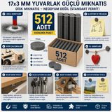 Ett 512 Adet Mıknatıs 17X3 Mm Yuvarlak Disk - Güçlü Ferrit Mıknatıs Seti