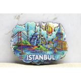 Ett Ahşap İstanbul Magneti | 3D Katmanlı Şehir Silüeti Dekoratif Buzdolabı Hediyelik