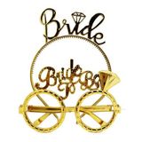 ETT Altın Renk Bride Taç & Bride To Be Gözlük Seti - Düğün Temalı
