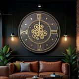 Ett Çarklı Duvar Saati 55 Cm - Vintage Endüstriyel Roma Rakamlı Dekoratif Saat