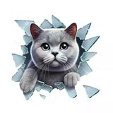 Ett Fulcar British 3D Kedi Görseli Araç Stickerı Kelebek Camı Oto Çıkartması
